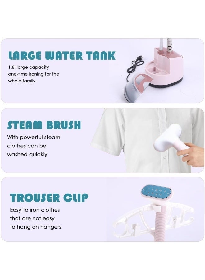 ALongDeng 2000W Vertical Garment Steamer with Built-in Ironing Board Height Adjustable Clothes Steamer 35 Second Fast Heating 1.8L Water Tank 11 Steam Settings Durable Versatile Home Steamer - Image 2